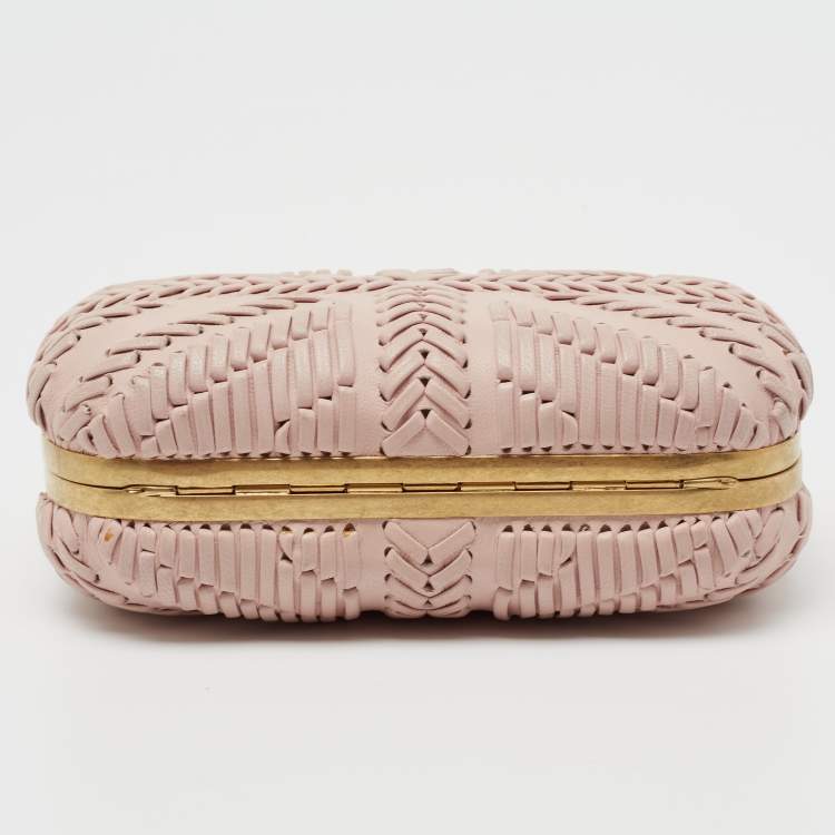 Pre Owned Alexander McQueen Pink Leather Skull Box Clutch
