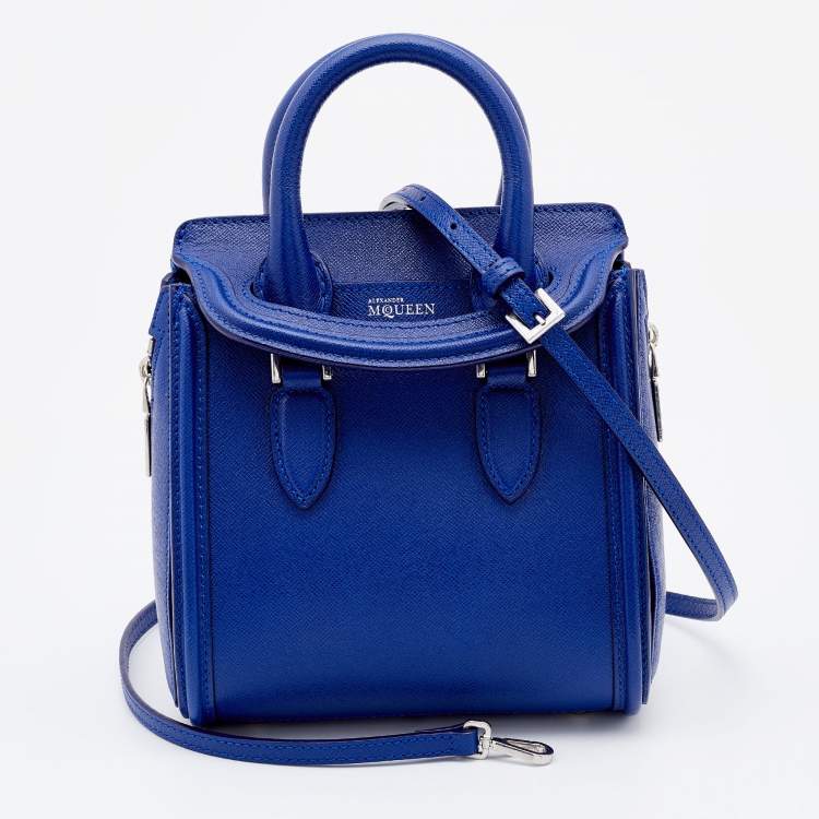 Pre Owned Alexander McQueen Blue Leather Mini Heroine Satchel
