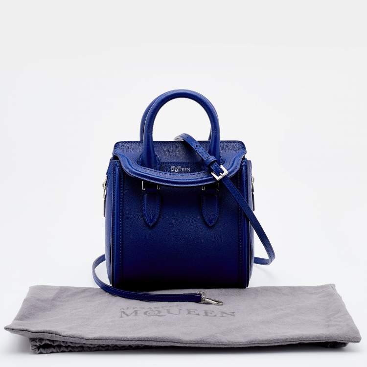 Pre Owned Alexander McQueen Blue Leather Mini Heroine Satchel