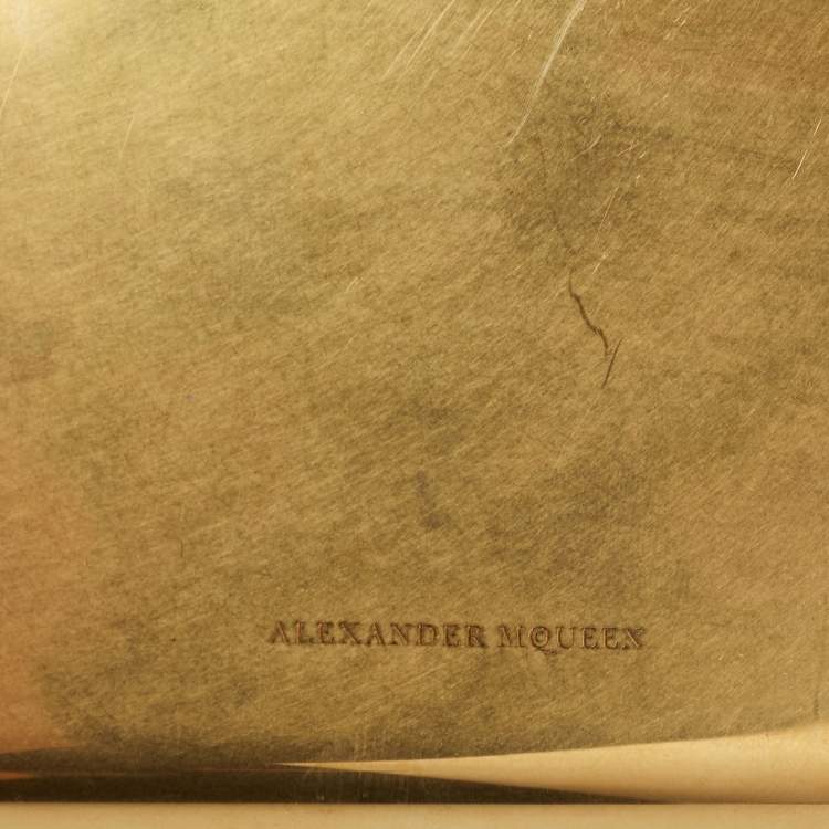 Pre Owned Alexander McQueen Gold Metal Small Jewelled Clutch