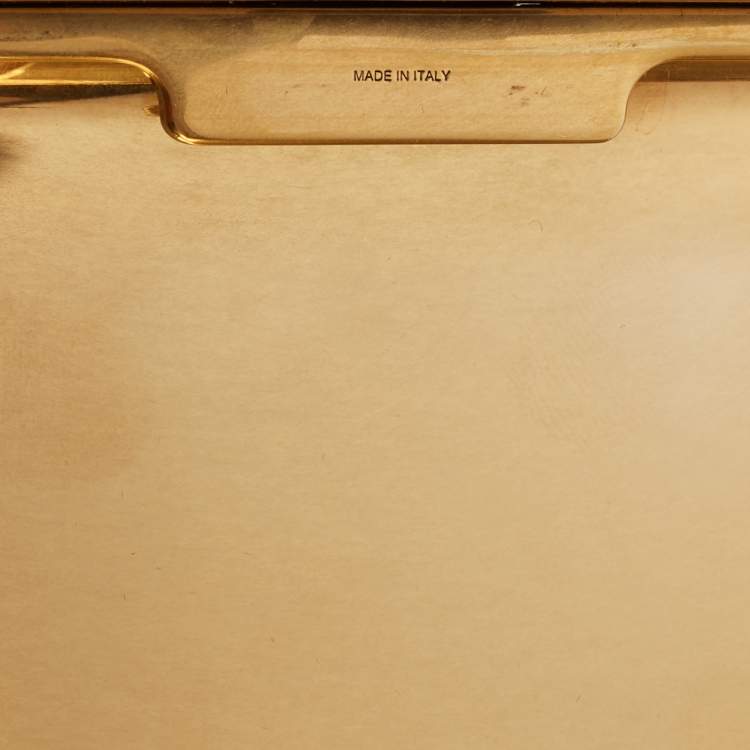 Pre Owned Alexander McQueen Gold Metal Small Jewelled Clutch