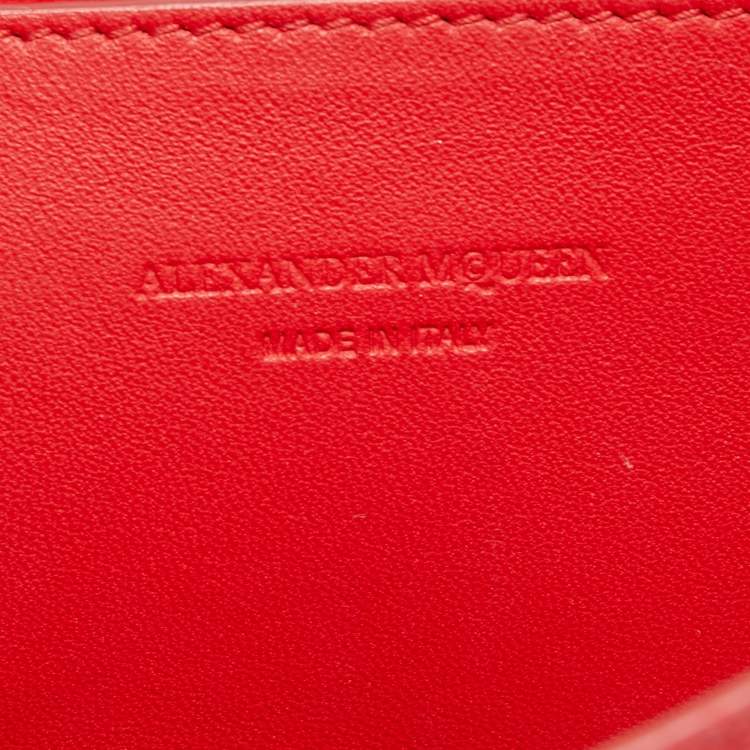 Pre Owned Alexander McQueen Red Leather Logo Shoulder Bag