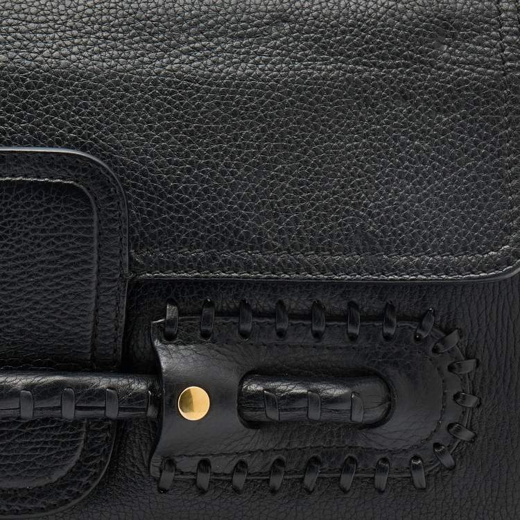 Pre Owned Alexander McQueen Black Leather Flap Clutch