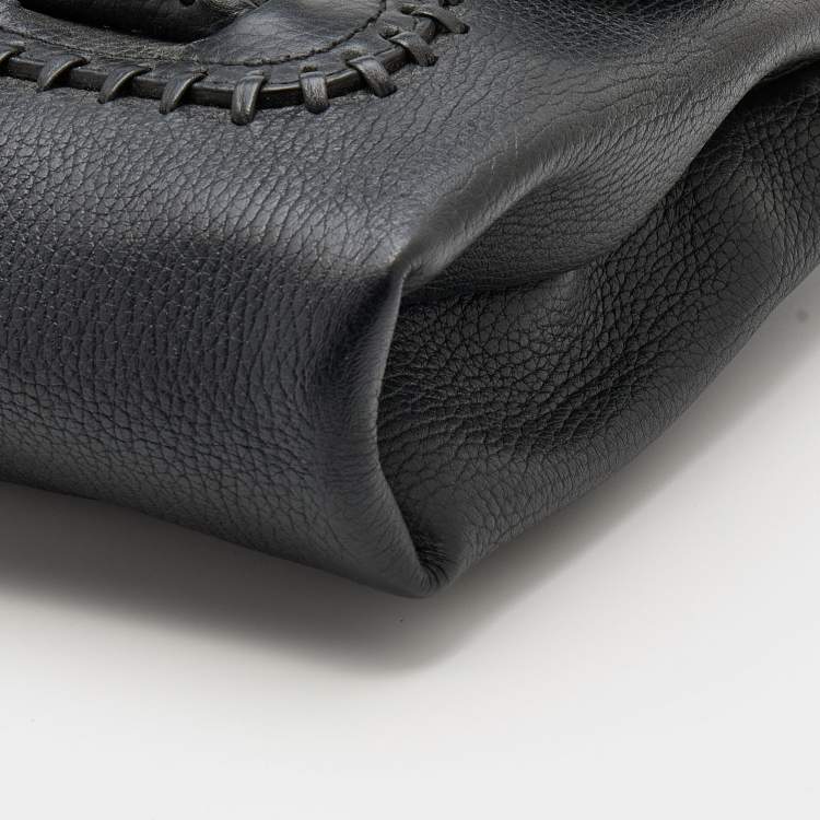 Pre Owned Alexander McQueen Black Leather Flap Clutch