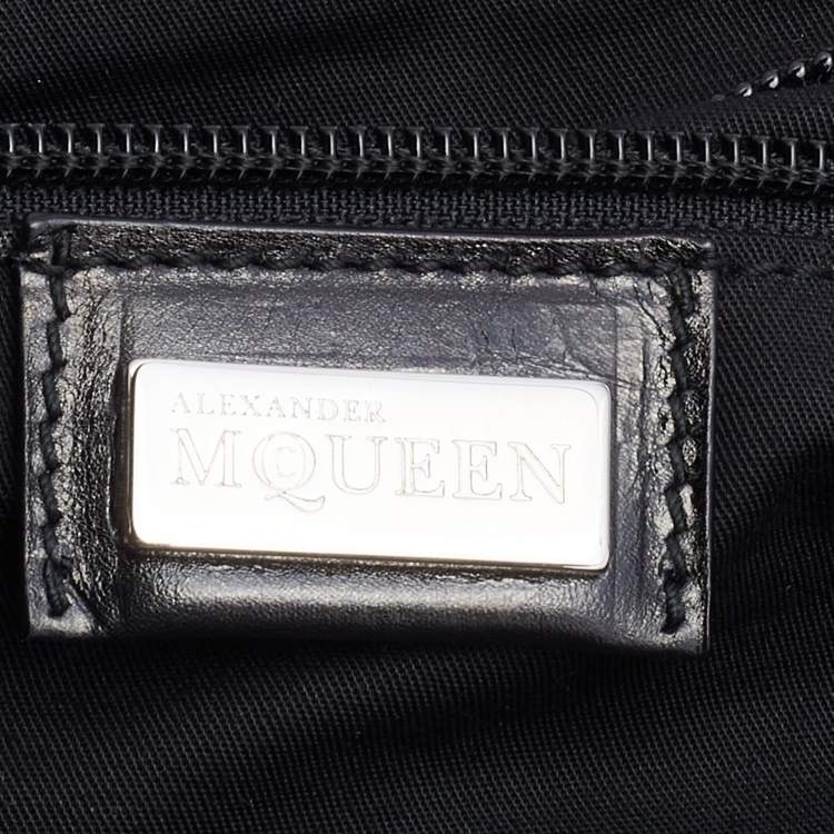 Pre Owned Alexander McQueen Metallic Black Leather Frame Satchel