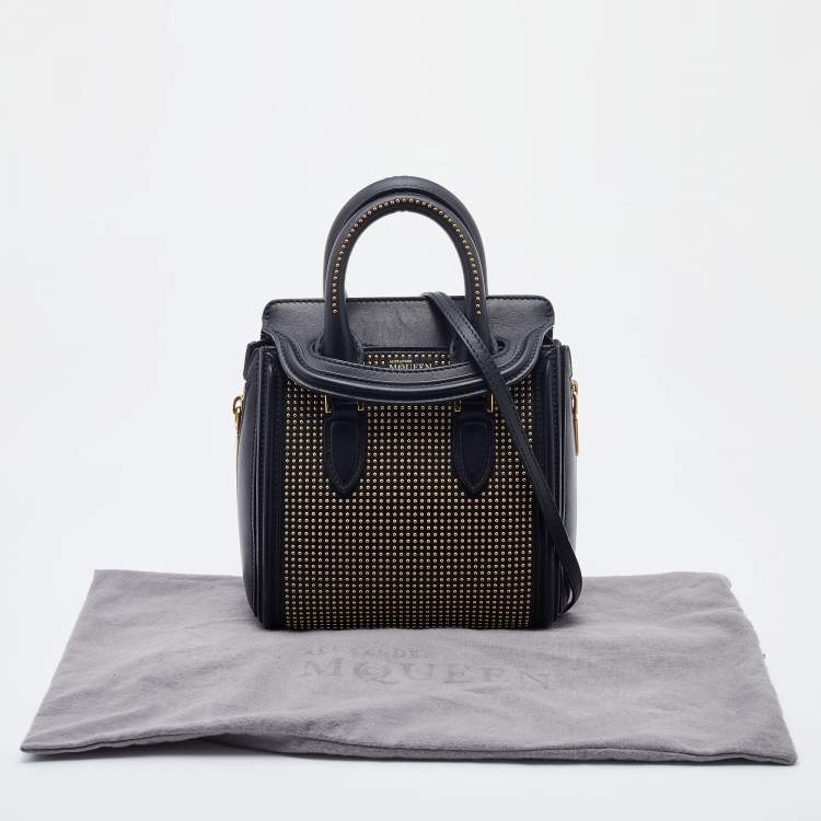 Pre Owned Alexander McQueen Black Leather Mini Studded Heroine Shoulder Bag