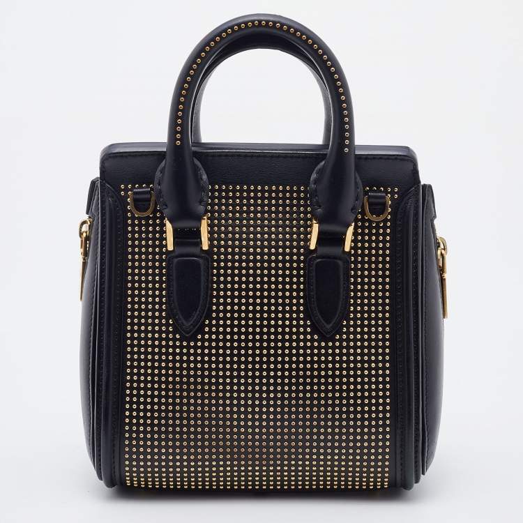 Pre Owned Alexander McQueen Black Leather Mini Studded Heroine Shoulder Bag