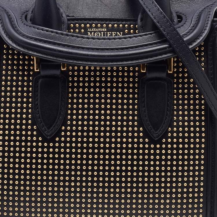 Pre Owned Alexander McQueen Black Leather Mini Studded Heroine Shoulder Bag