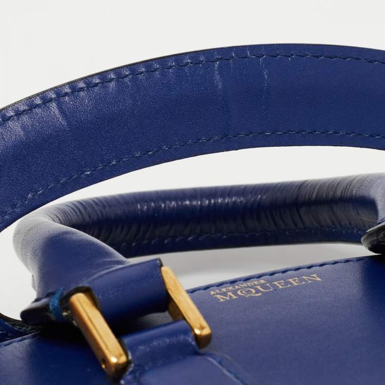Pre Owned Alexander McQueen Blue Leather Mini Heroine Bag