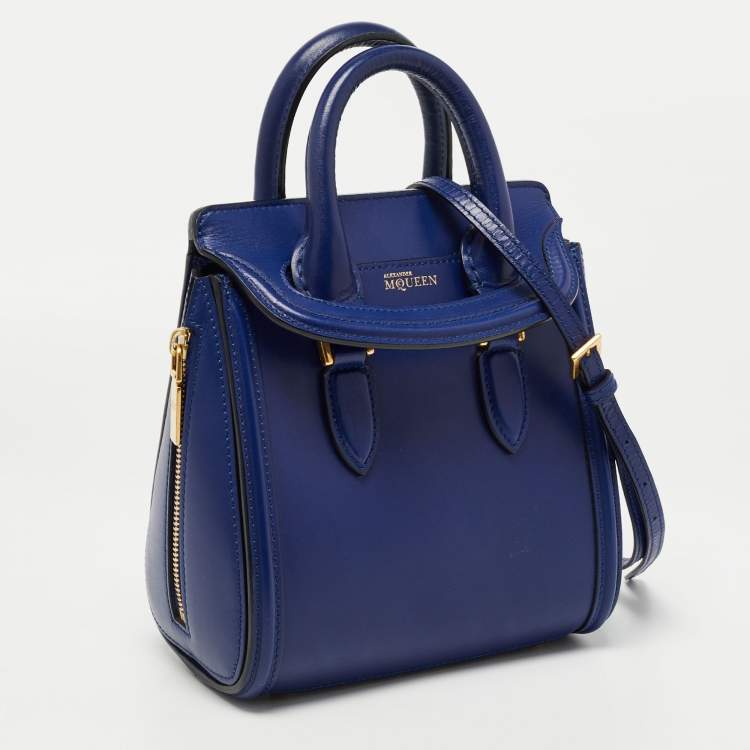 Pre Owned Alexander McQueen Blue Leather Mini Heroine Bag