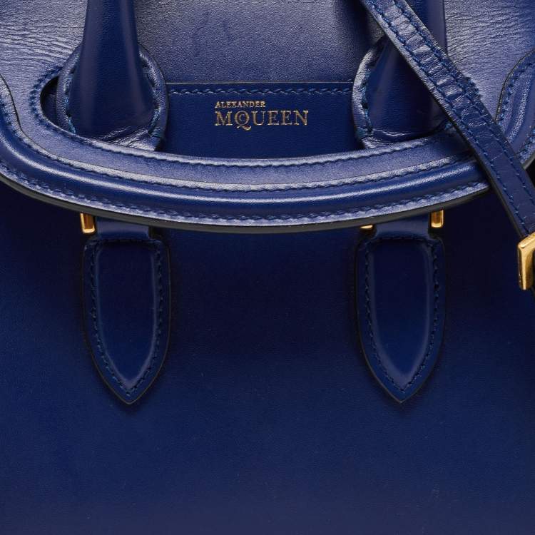 Pre Owned Alexander McQueen Blue Leather Mini Heroine Bag