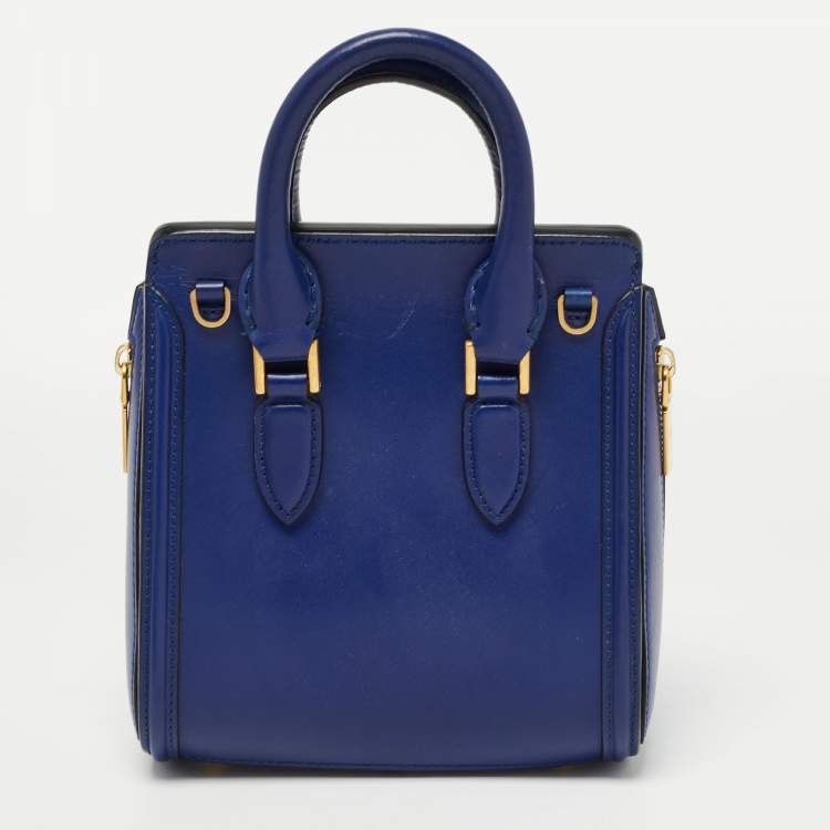 Pre Owned Alexander McQueen Blue Leather Mini Heroine Bag