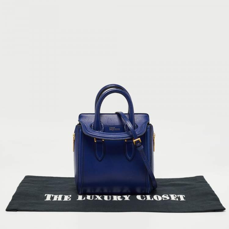 Pre Owned Alexander McQueen Blue Leather Mini Heroine Bag