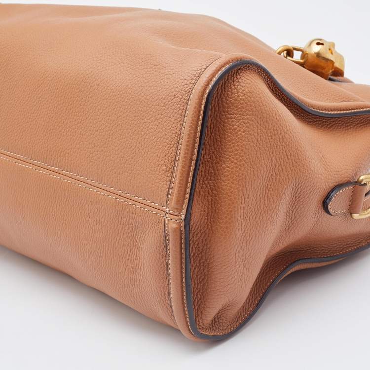 Pre Owned Alexander McQueen Brown Leather Skull Padlock Satchel