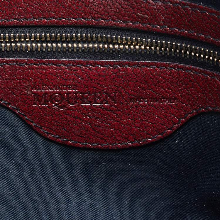 Pre Owned Alexander McQueen Burgundy Leather Studded Satchel