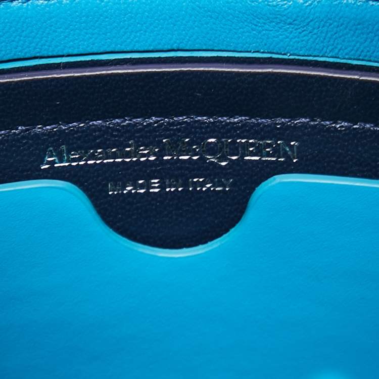 Pre Owned Alexander McQueen Blue Leather The Soft Curve Bucket Bag