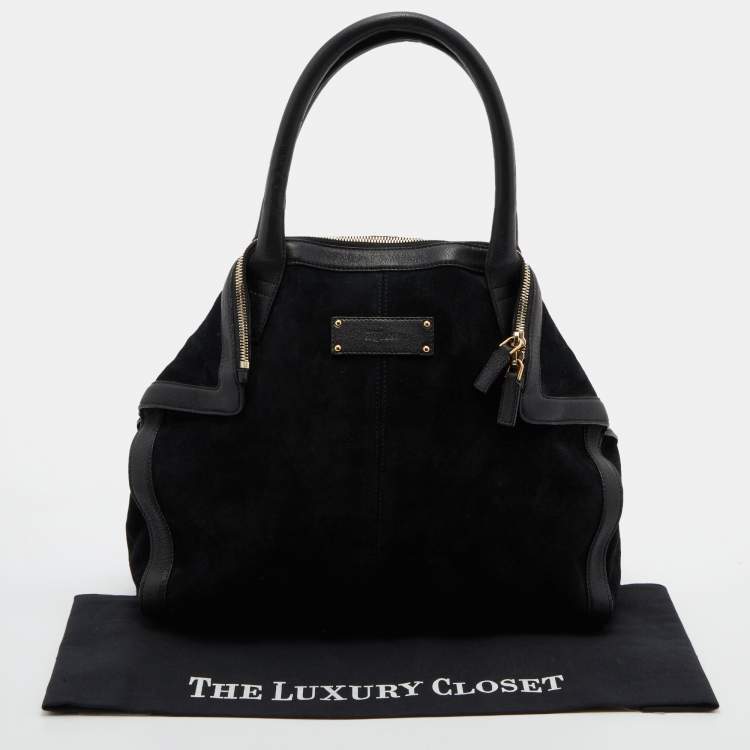 Pre Owned Alexander McQueen Black Suede and Leather De Manta Tote