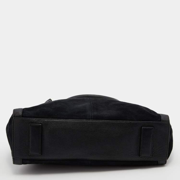 Pre Owned Alexander McQueen Black Suede and Leather De Manta Tote