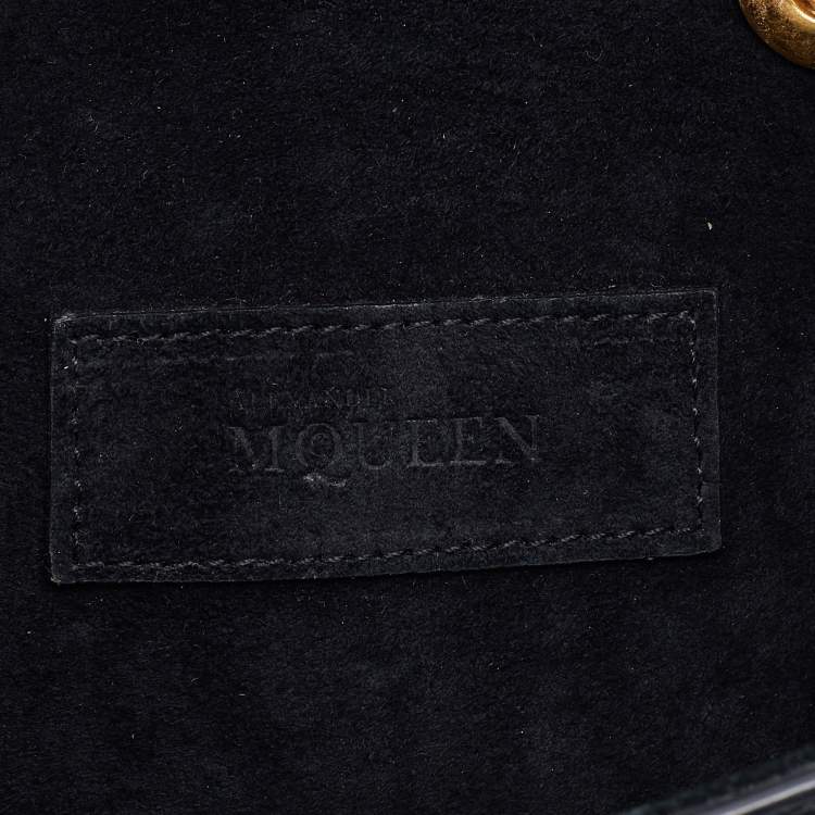 Pre Owned Alexander McQueen Black Leather Mini Heroine Chain Crossbody Bag
