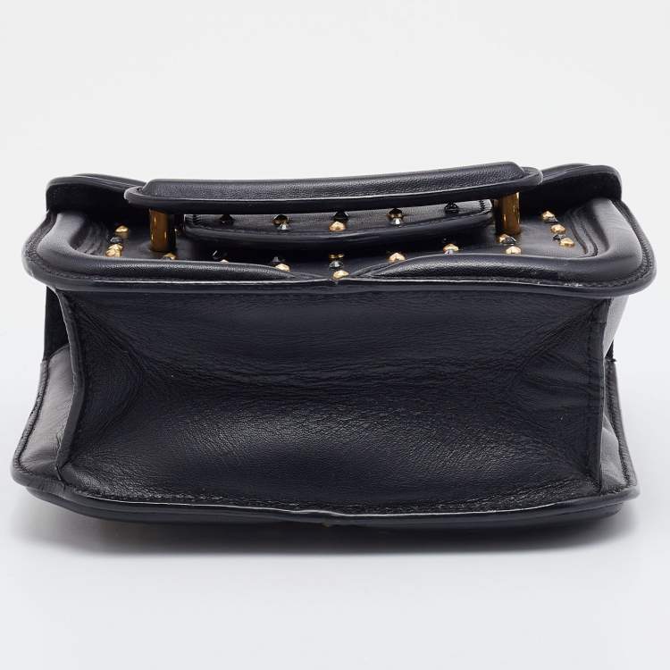 Pre Owned Alexander McQueen Black Leather Mini Heroine Chain Crossbody Bag