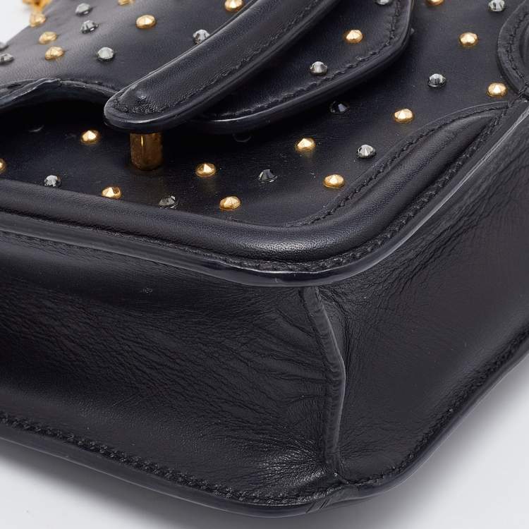 Pre Owned Alexander McQueen Black Leather Mini Heroine Chain Crossbody Bag