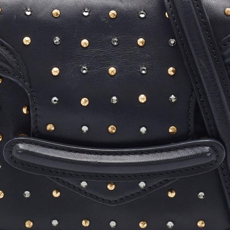 Pre Owned Alexander McQueen Black Leather Mini Heroine Chain Crossbody Bag