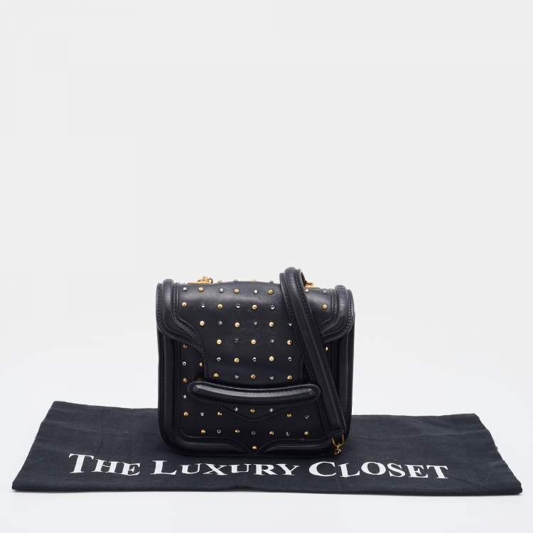Pre Owned Alexander McQueen Black Leather Mini Heroine Chain Crossbody Bag