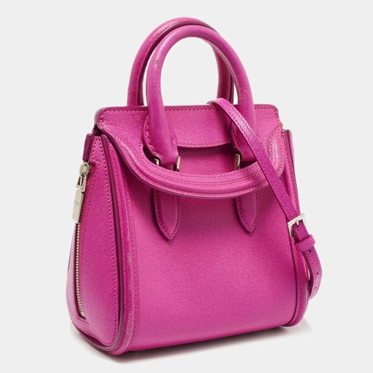 Pre Owned Alexander McQueen Fuchsia Leather Mini Heroine Satchel