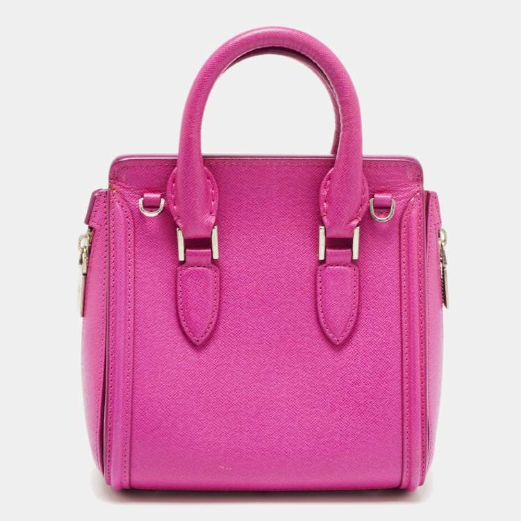 Pre Owned Alexander McQueen Fuchsia Leather Mini Heroine Satchel