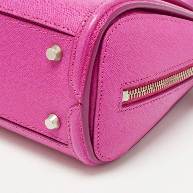 Pre Owned Alexander McQueen Fuchsia Leather Mini Heroine Satchel