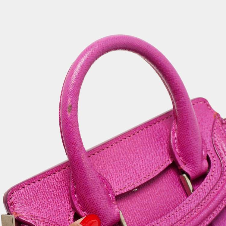 Pre Owned Alexander McQueen Fuchsia Leather Mini Heroine Satchel
