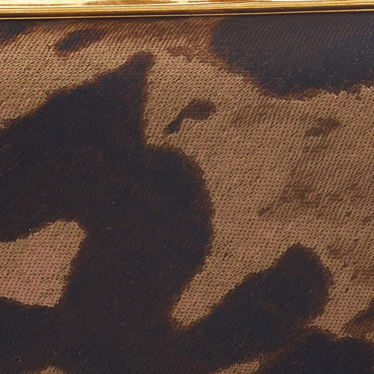 Pre Owned Alexander McQueen Brown/Beige Printed Fabric Skull Knuckle Box Clutch