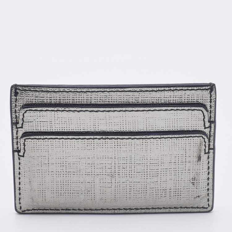 Pre Owned Alexander McQueen Silver Leather Skull Card Holder
