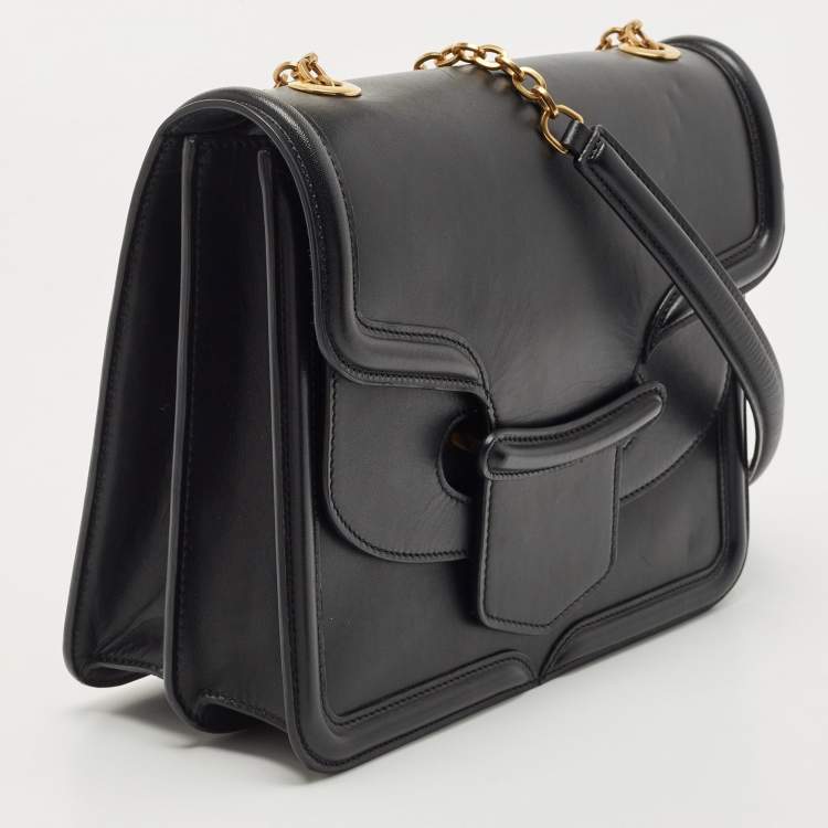 Pre Owned Alexander McQueen Black Leather Heroine Chain Shoulder Bag