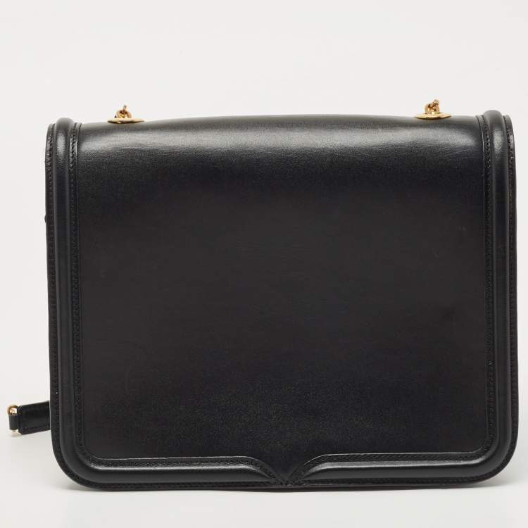 Pre Owned Alexander McQueen Black Leather Heroine Chain Shoulder Bag