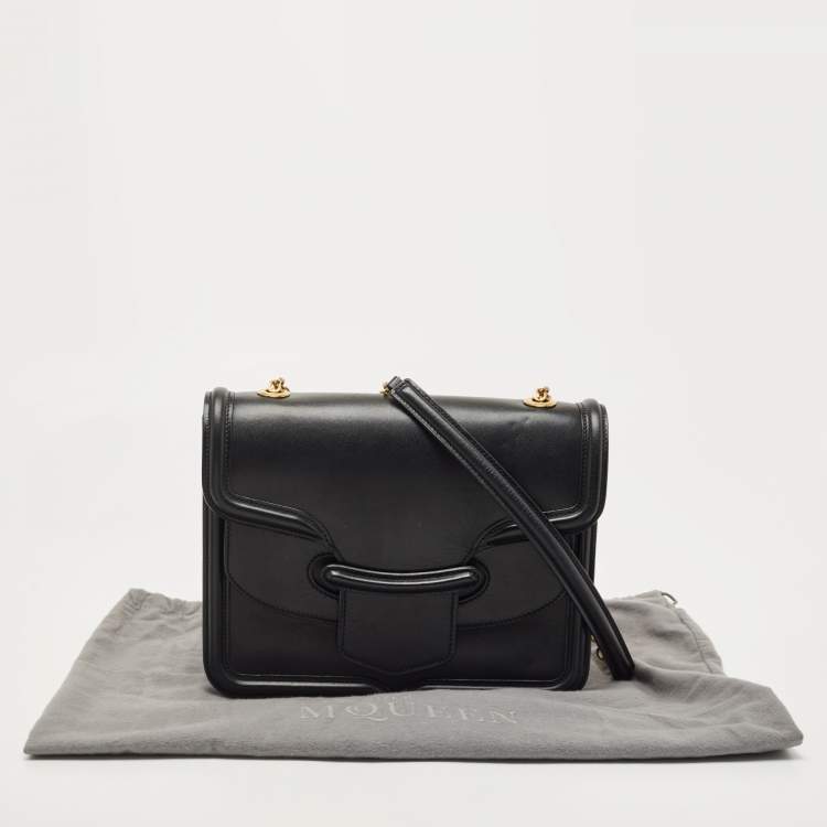 Pre Owned Alexander McQueen Black Leather Heroine Chain Shoulder Bag