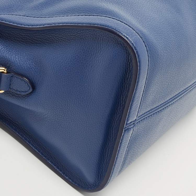 Pre Owned Alexander McQueen Blue Leather Skull Padlock Tote