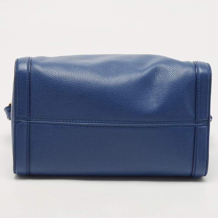 Pre Owned Alexander McQueen Blue Leather Skull Padlock Tote