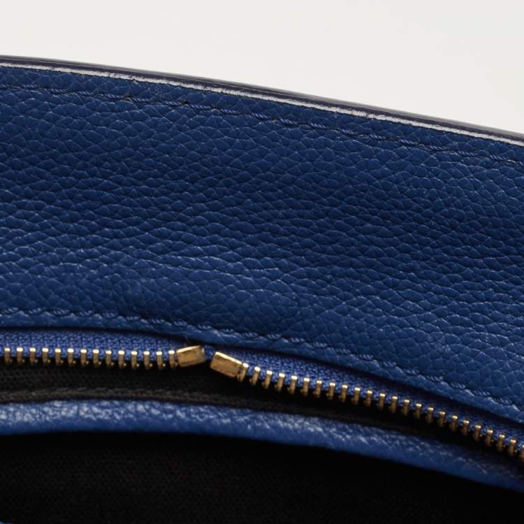 Pre Owned Alexander McQueen Blue Leather Skull Padlock Tote