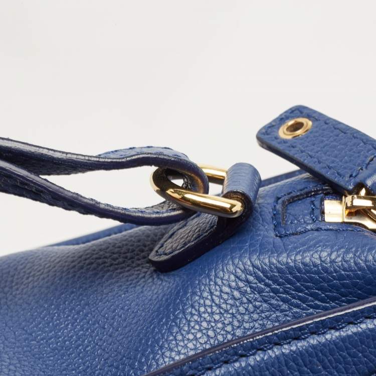 Pre Owned Alexander McQueen Blue Leather Skull Padlock Tote