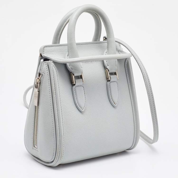 Pre Owned Alexander McQueen Grey Leather Mini Heroine Bag