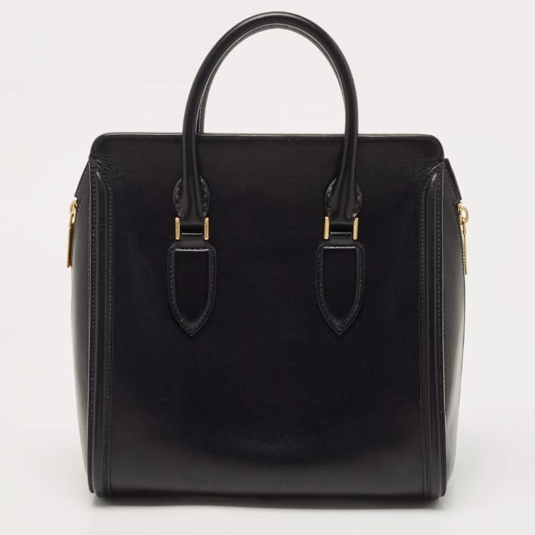 Pre Owned Alexander McQueen Black Leather Medium Heroine Tote