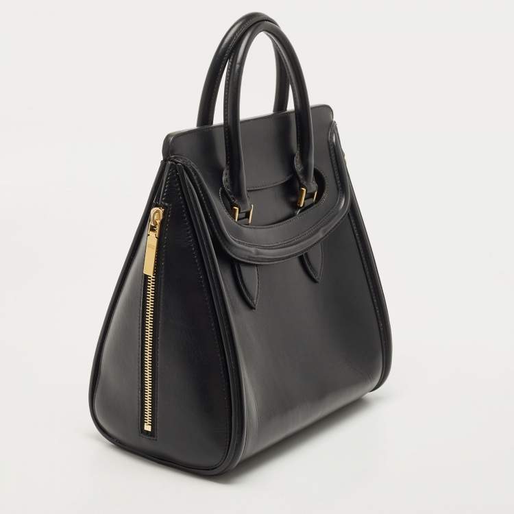 Pre Owned Alexander McQueen Black Leather Medium Heroine Tote
