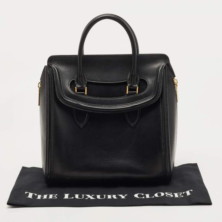 Pre Owned Alexander McQueen Black Leather Medium Heroine Tote