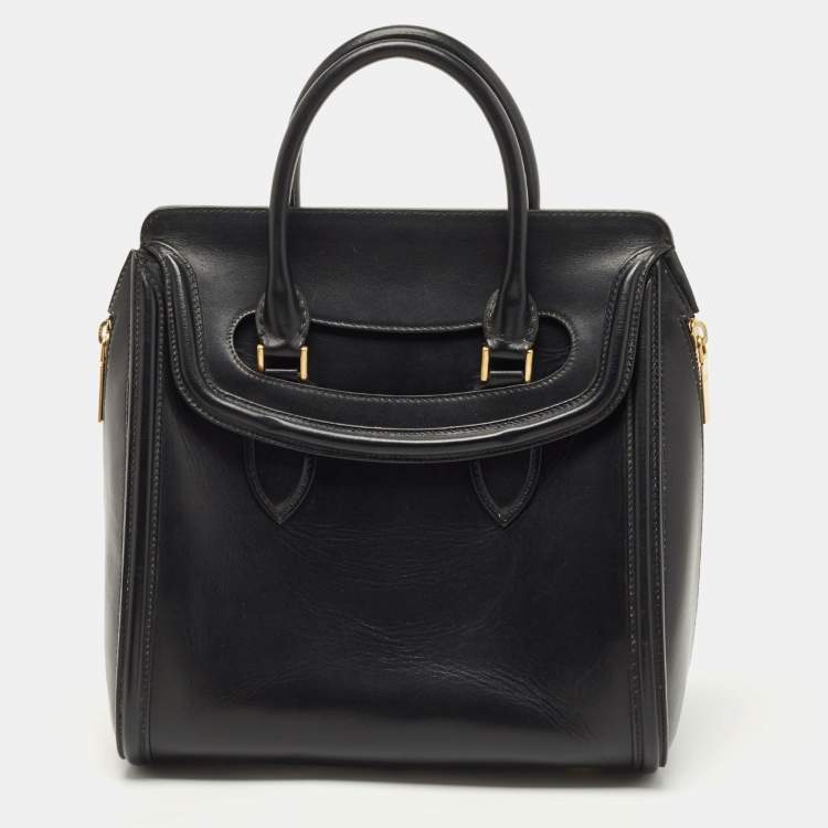 Pre Owned Alexander McQueen Black Leather Medium Heroine Tote