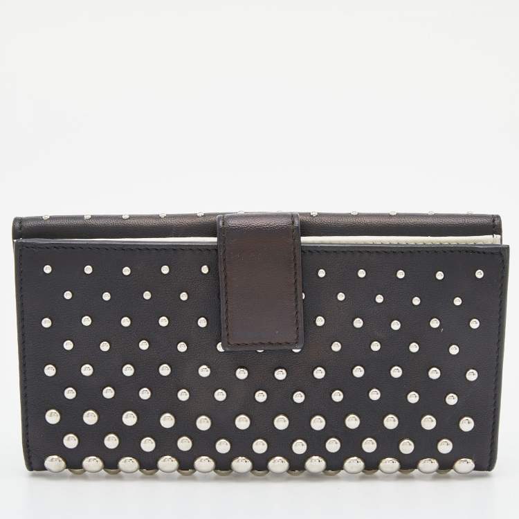 Pre Owned Alexander McQueen Black Leather Studded Skull French Wallet