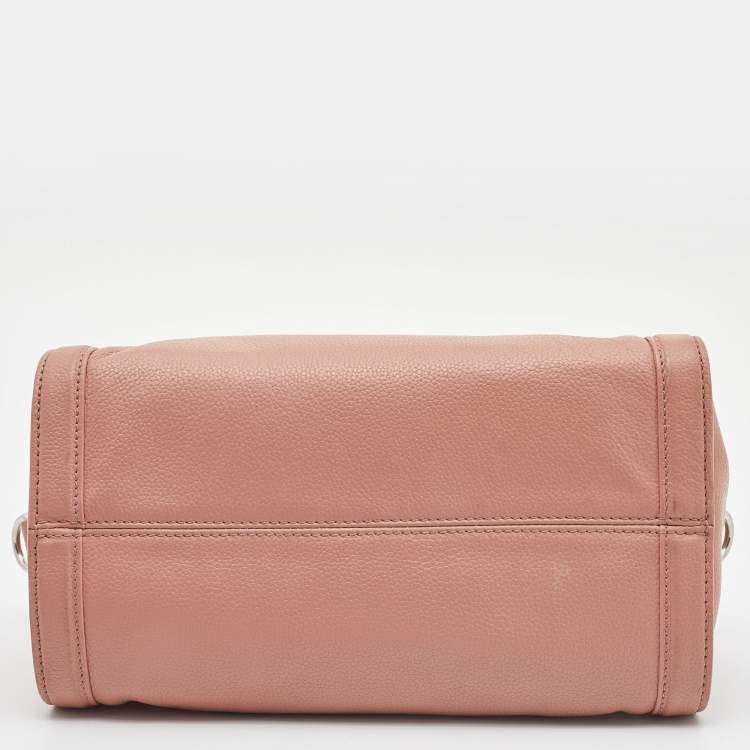 Pre Owned Alexander McQueen Peach Leather Skull Padlock Tote