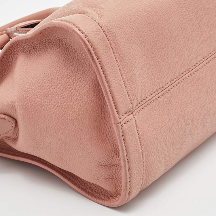Pre Owned Alexander McQueen Peach Leather Skull Padlock Tote