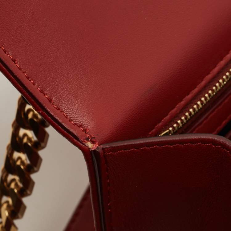 Pre Owned Alexander McQueen Burgundy Leather Jeweled Shoulder Bag