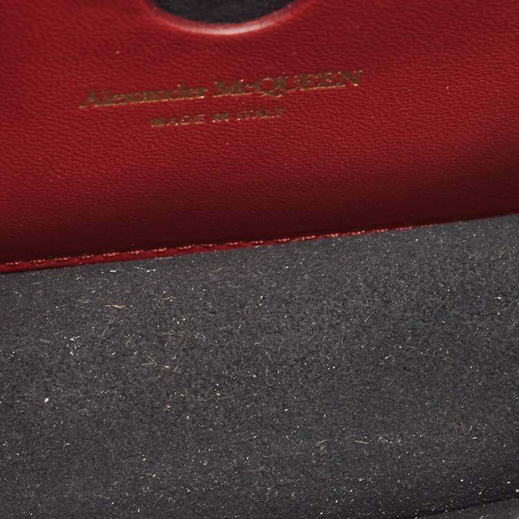 Pre Owned Alexander McQueen Burgundy Leather Jeweled Shoulder Bag